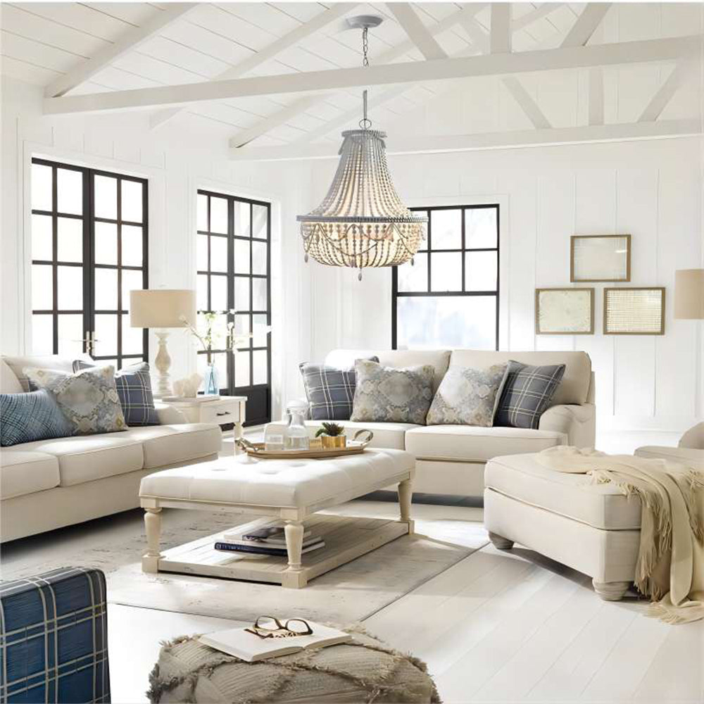 Silva Lampada a Sospensione Retro di Lusso in Metallo/Legno Bianco Antico