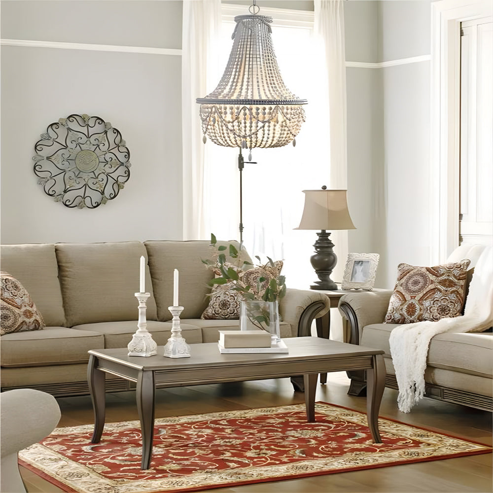 Silva Lampada a Sospensione Retro di Lusso in Metallo/Legno Bianco Antico