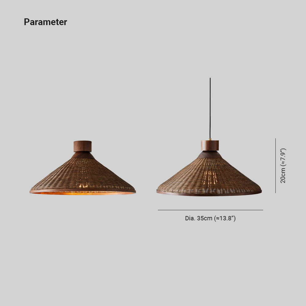 Silva Lampada a Sospensione LED di Design Retrò in Rattan per Soggiorno/Ristorante/Hotel