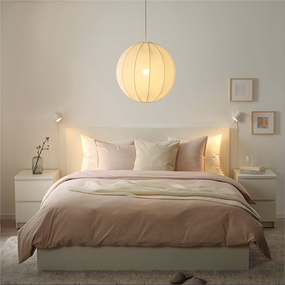 Ritta Lampada a Sospensione Moderna Minimalista a Sfera in Metallo/Tessuto Bianca