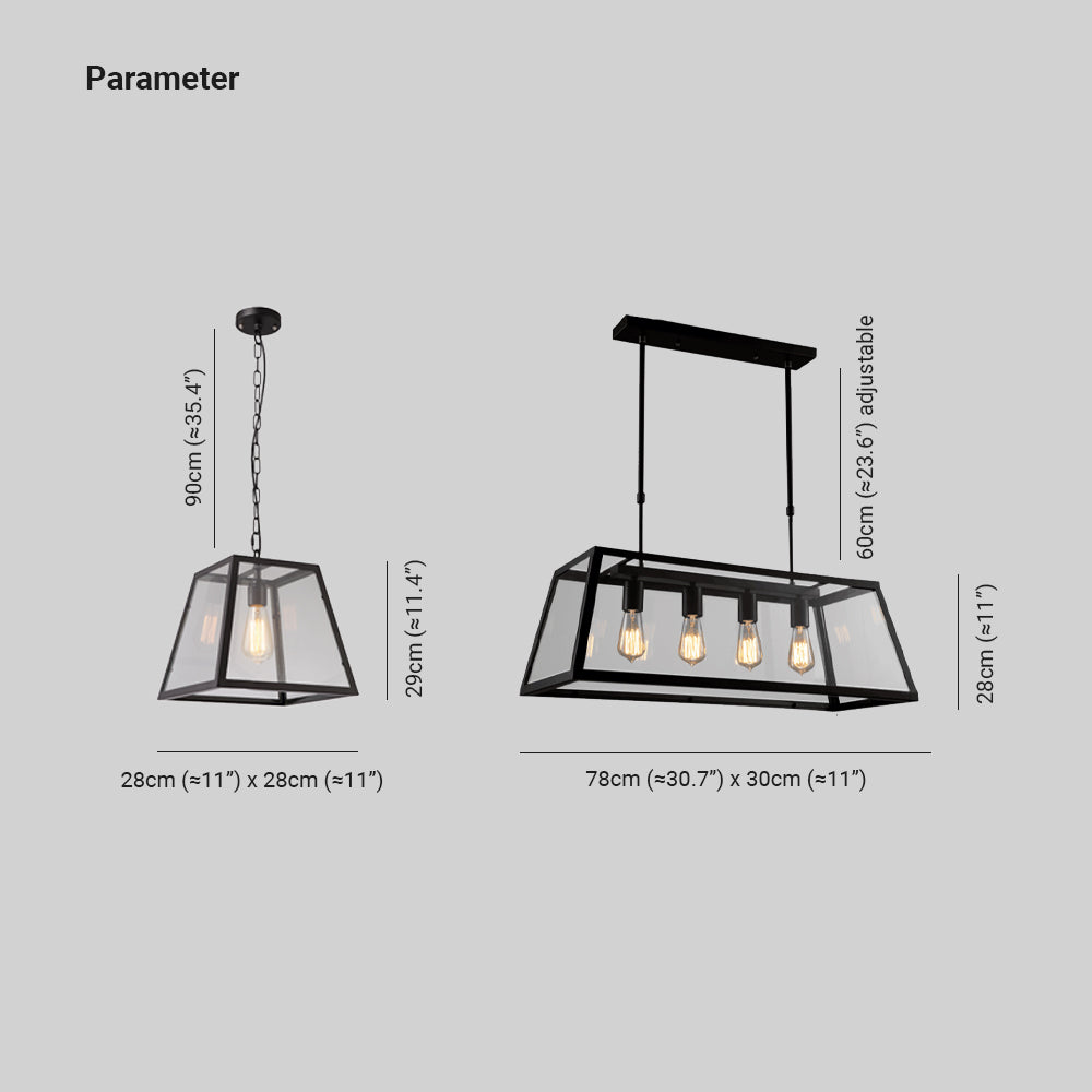 Epoch Lampada a Sospensione LED Industriale Moderna in Metallo Nero/Vetro per Cucina/Camera da Letto/Soggiorno