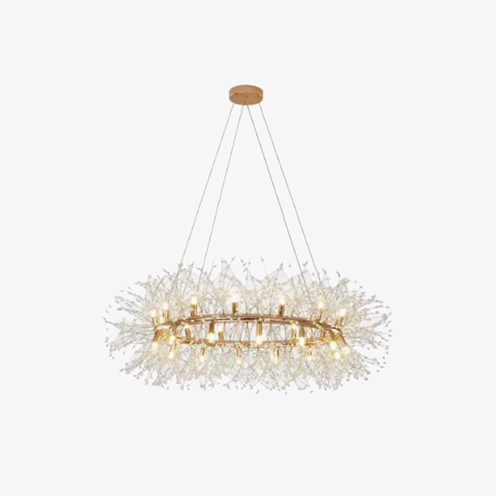 Arisha Lampada a Sospensione LED Moderna Dente di Leone in Metallo Oro/Cristallo