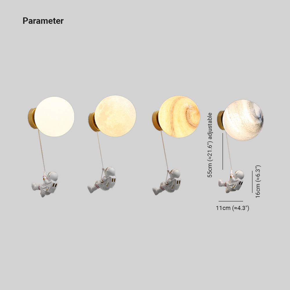 Aria Moderno Luna LED Applique Bianco Resina Camera dei Bambini