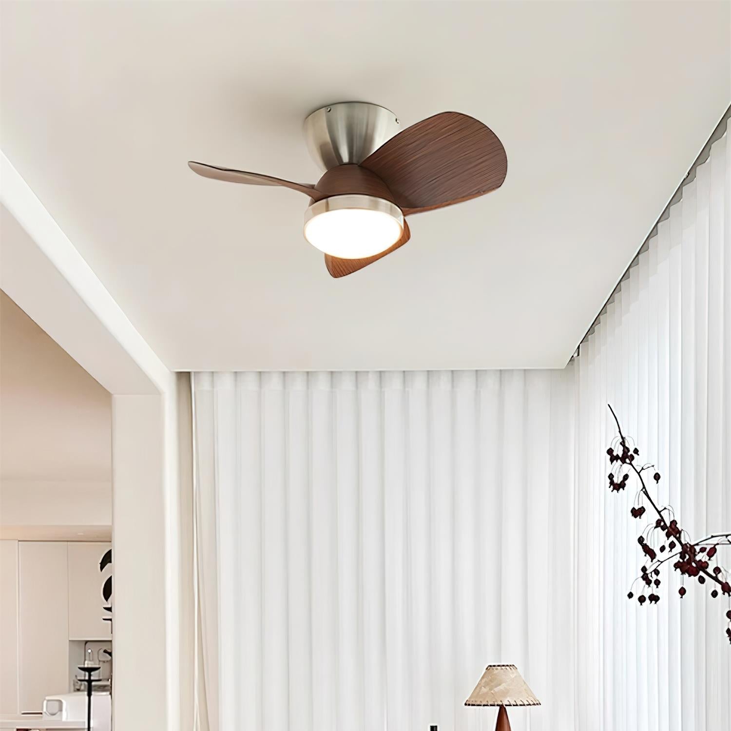 Vista dall'alto del ventilatore da soffitto Ventra con luce