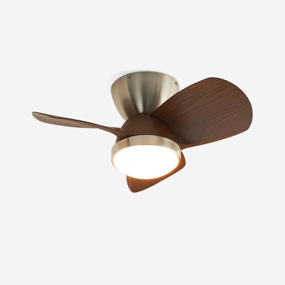 Ventilatore da soffitto moderno Ventra con luce e pale in legno di noce
