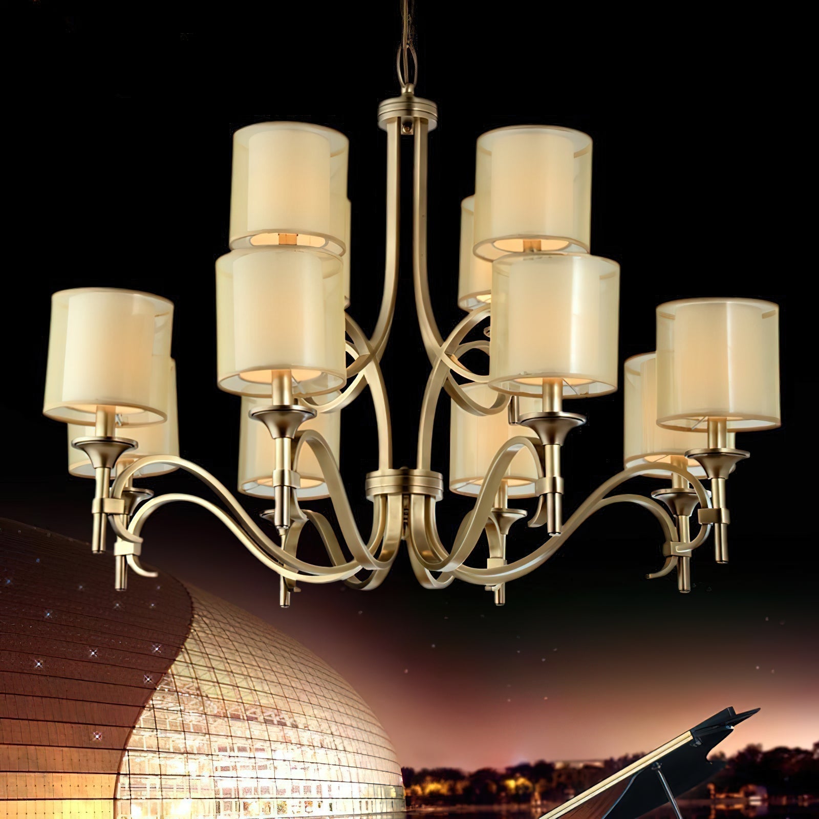 Tallie Postmodern Luxury Fabric Chandelier - Lamp Copper
