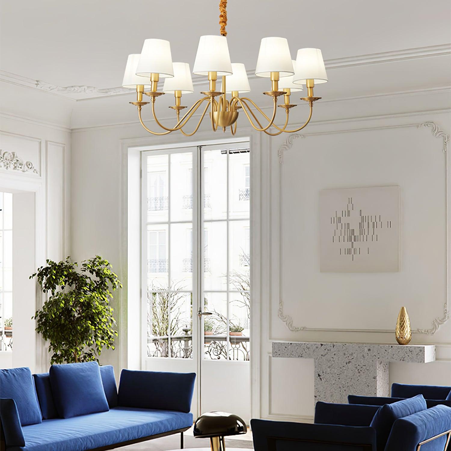 Tapered Fabric Brass Chandelier - Blowlighting