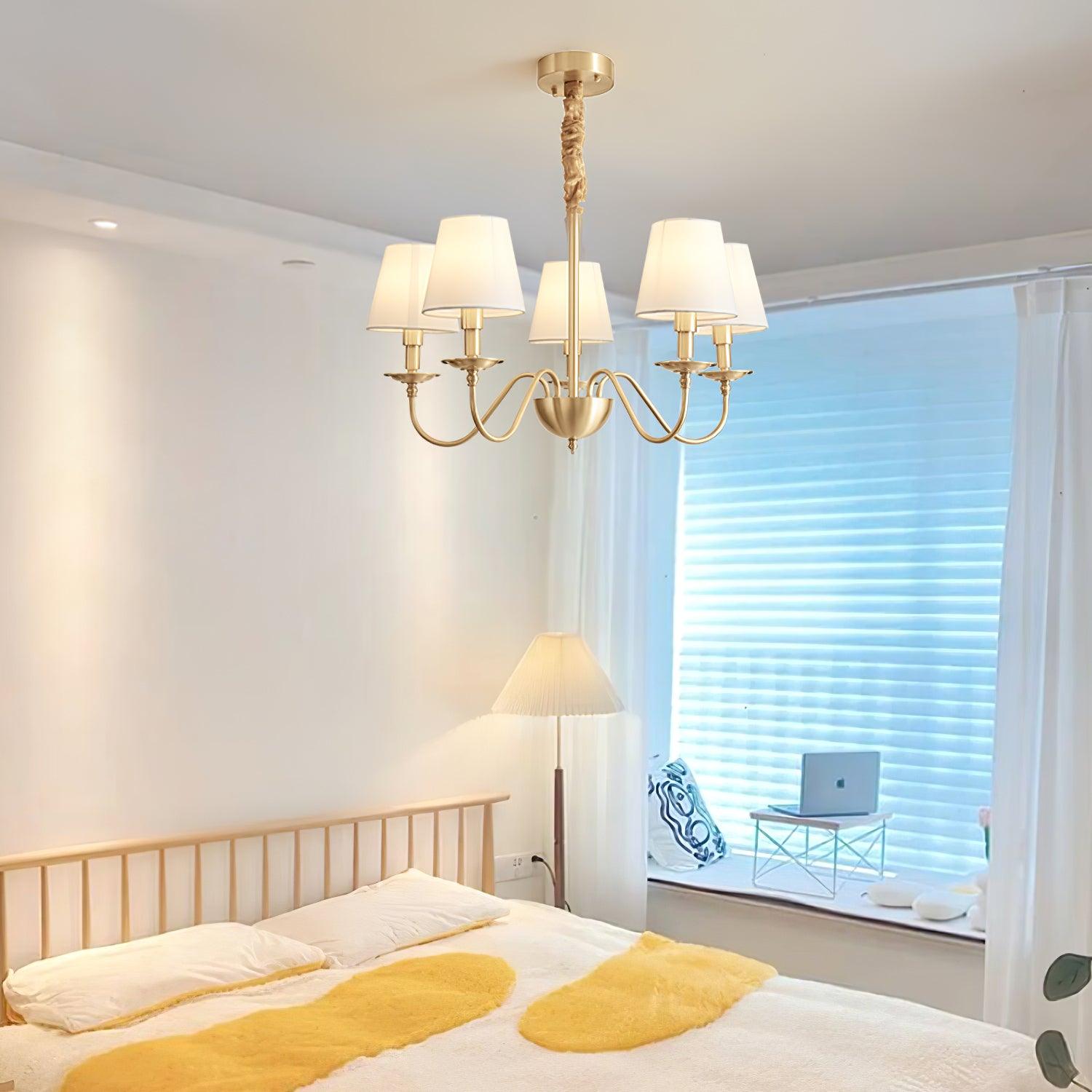 Tapered Fabric Brass Chandelier - Blowlighting