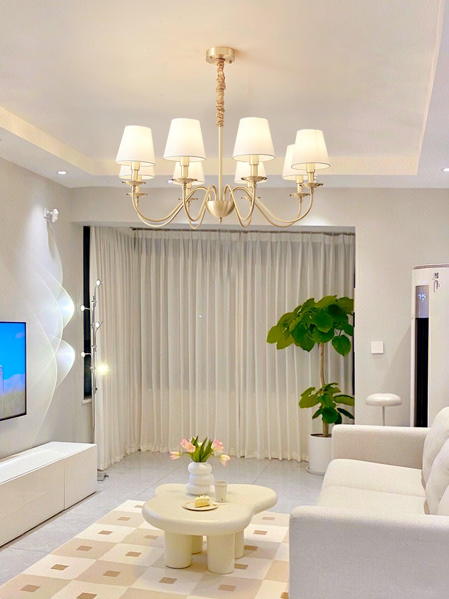 Tapered Fabric Brass Chandelier - Blowlighting