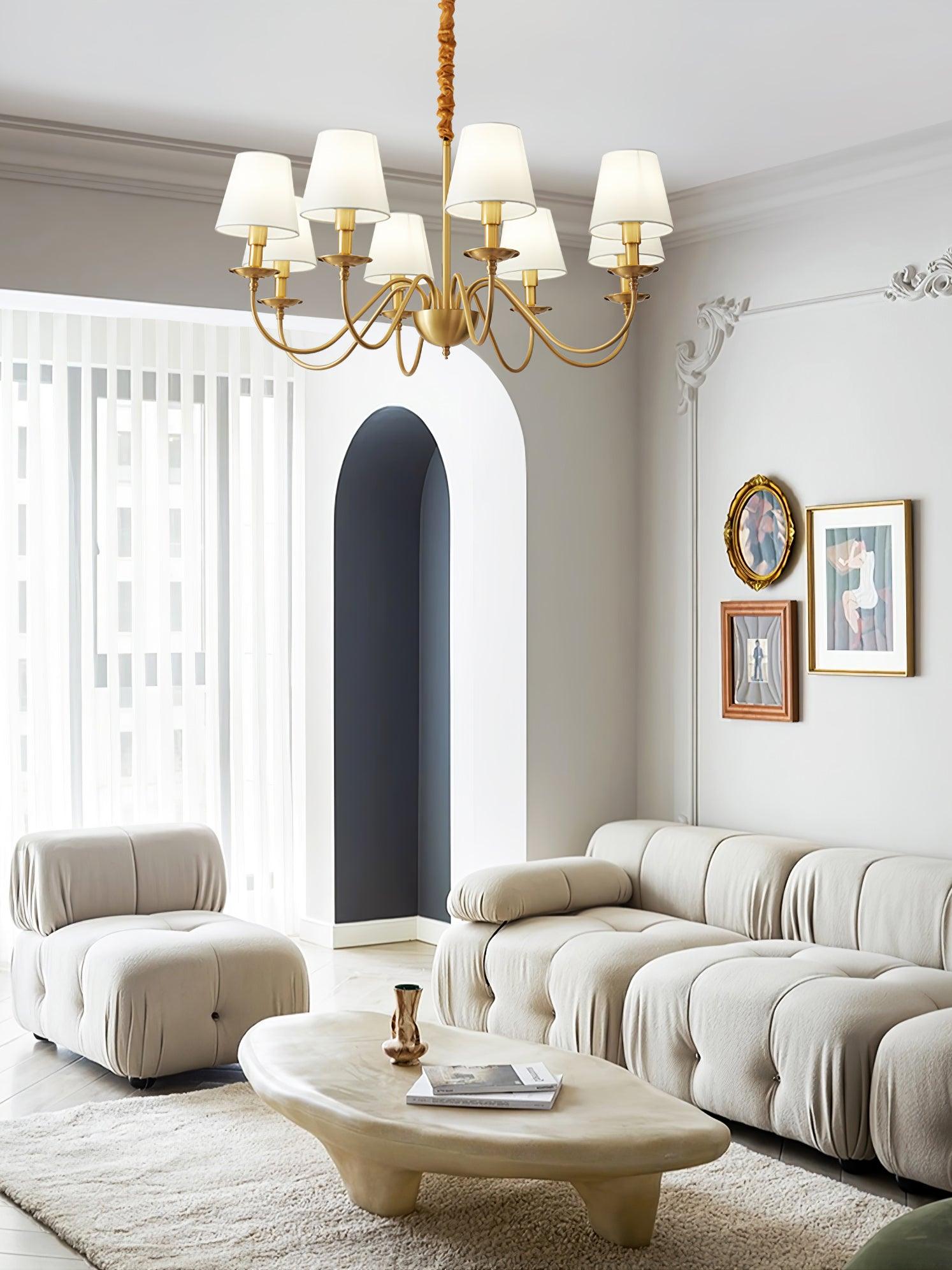 Tapered Fabric Brass Chandelier - Blowlighting