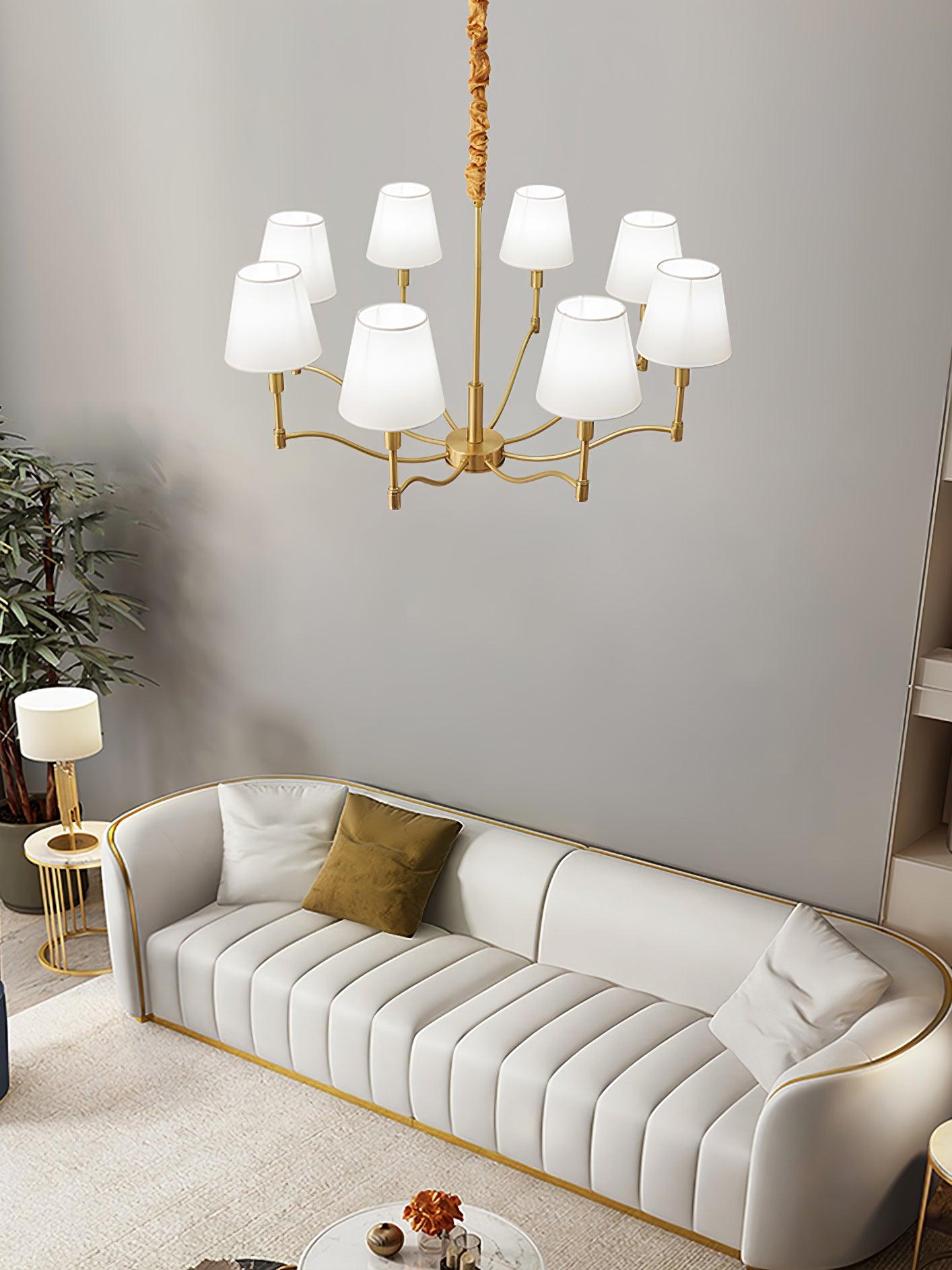 Tapered Fabric Brass Chandelier - Blowlighting