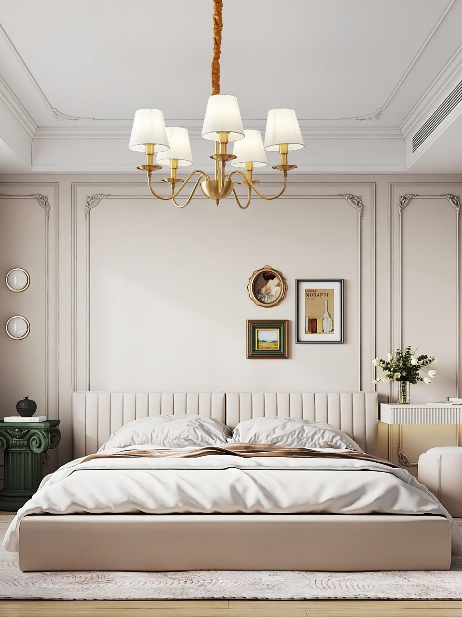 Tapered Fabric Brass Chandelier - Blowlighting