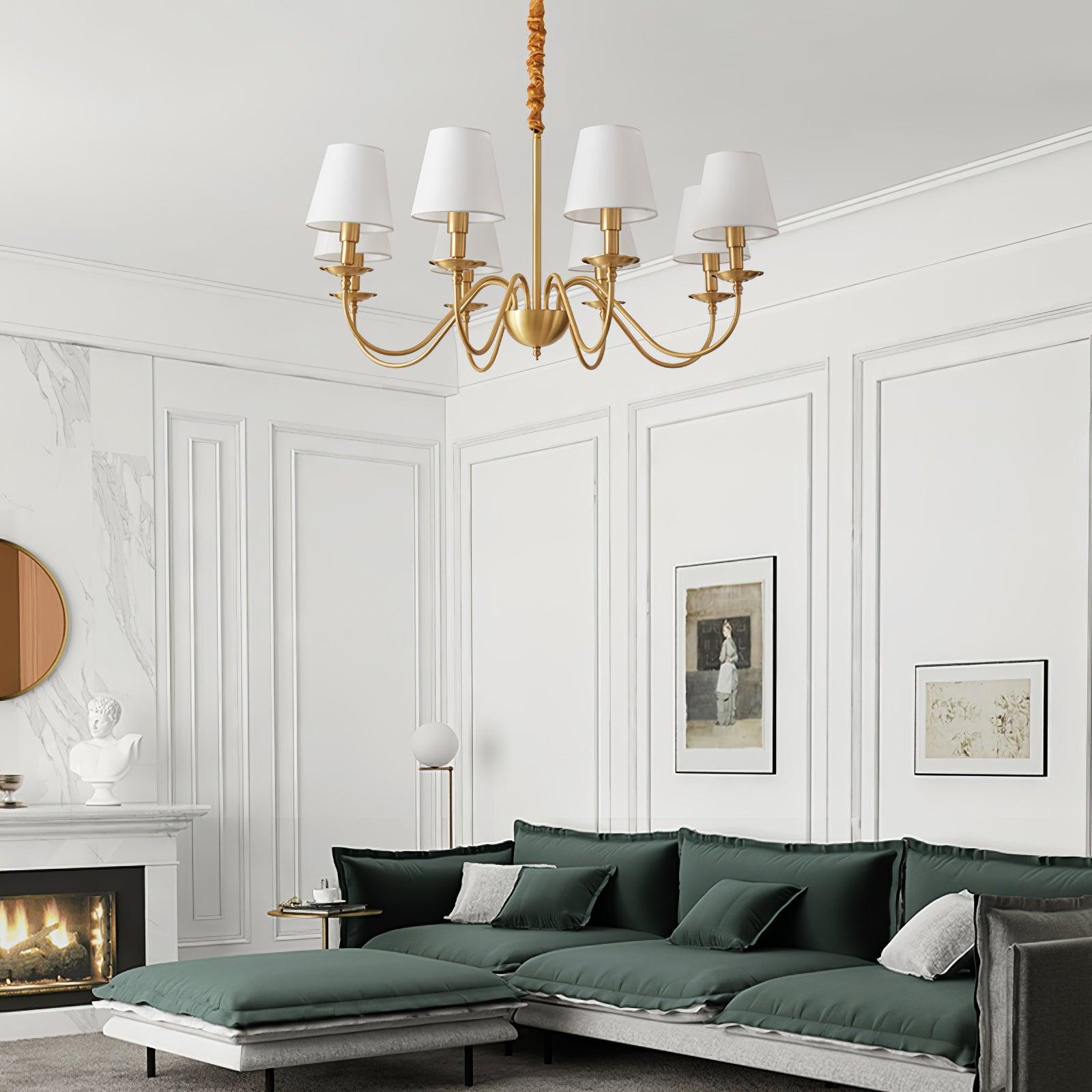 Tapered Fabric Brass Chandelier - Blowlighting
