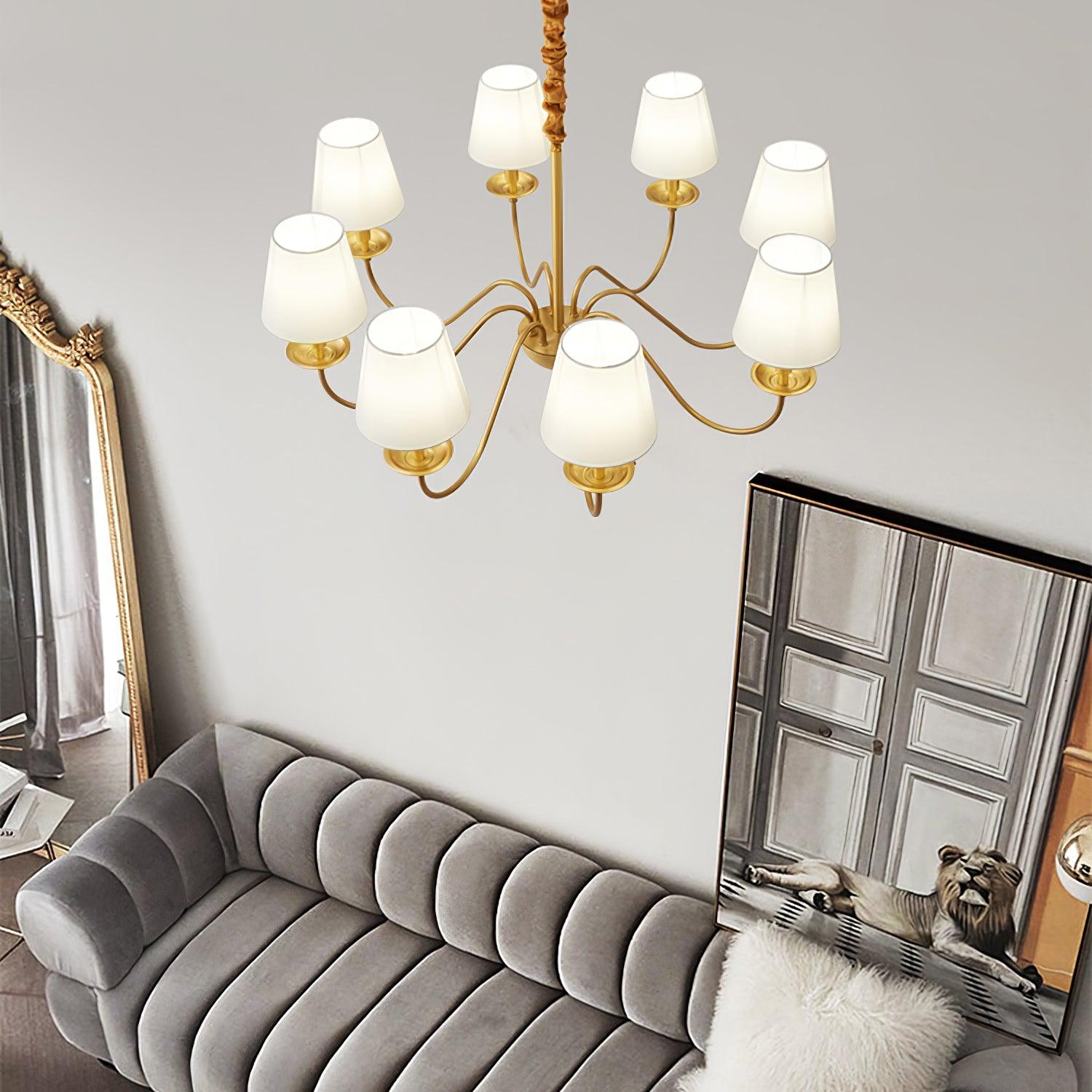 Tapered Fabric Brass Chandelier - Blowlighting