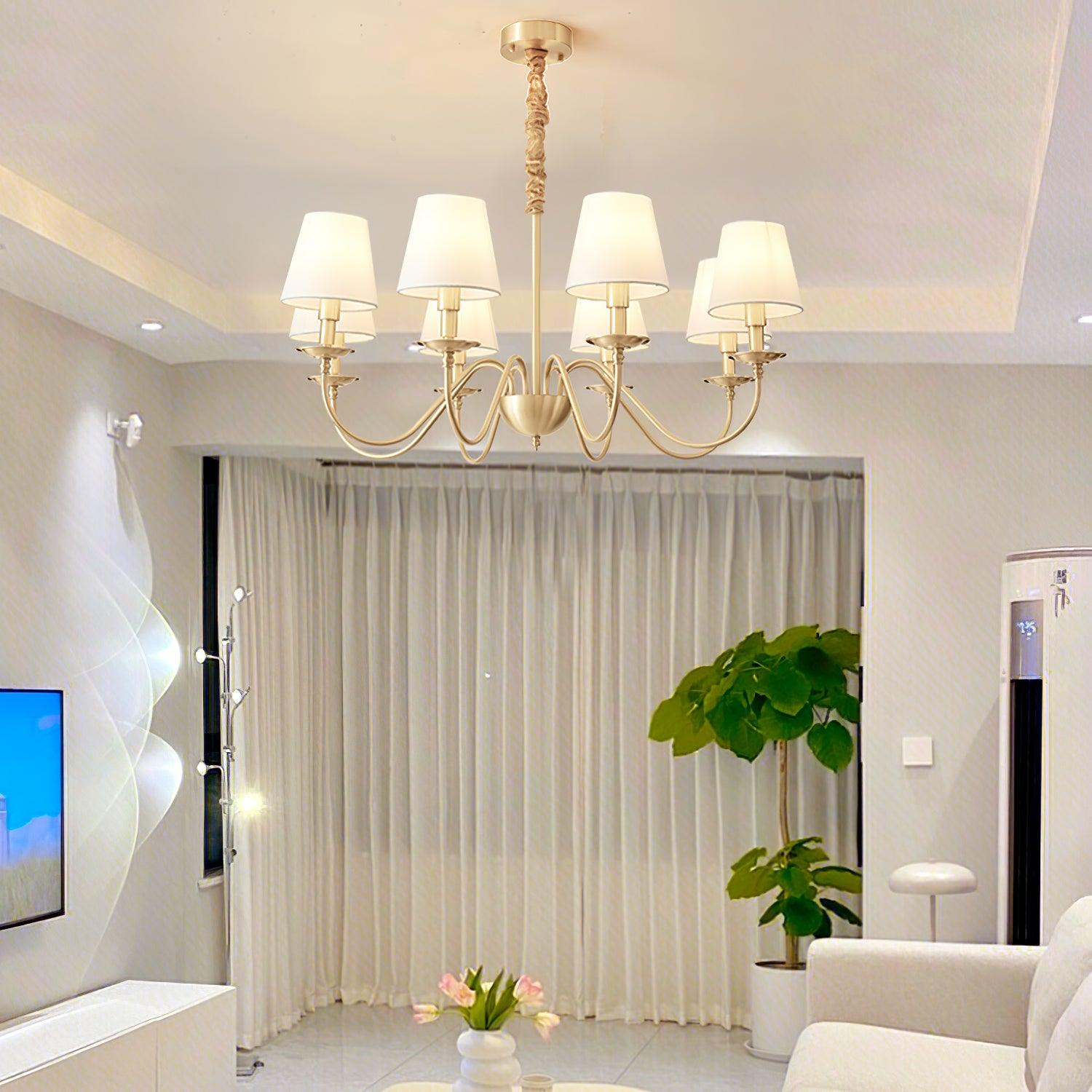 Tapered Fabric Brass Chandelier - Blowlighting