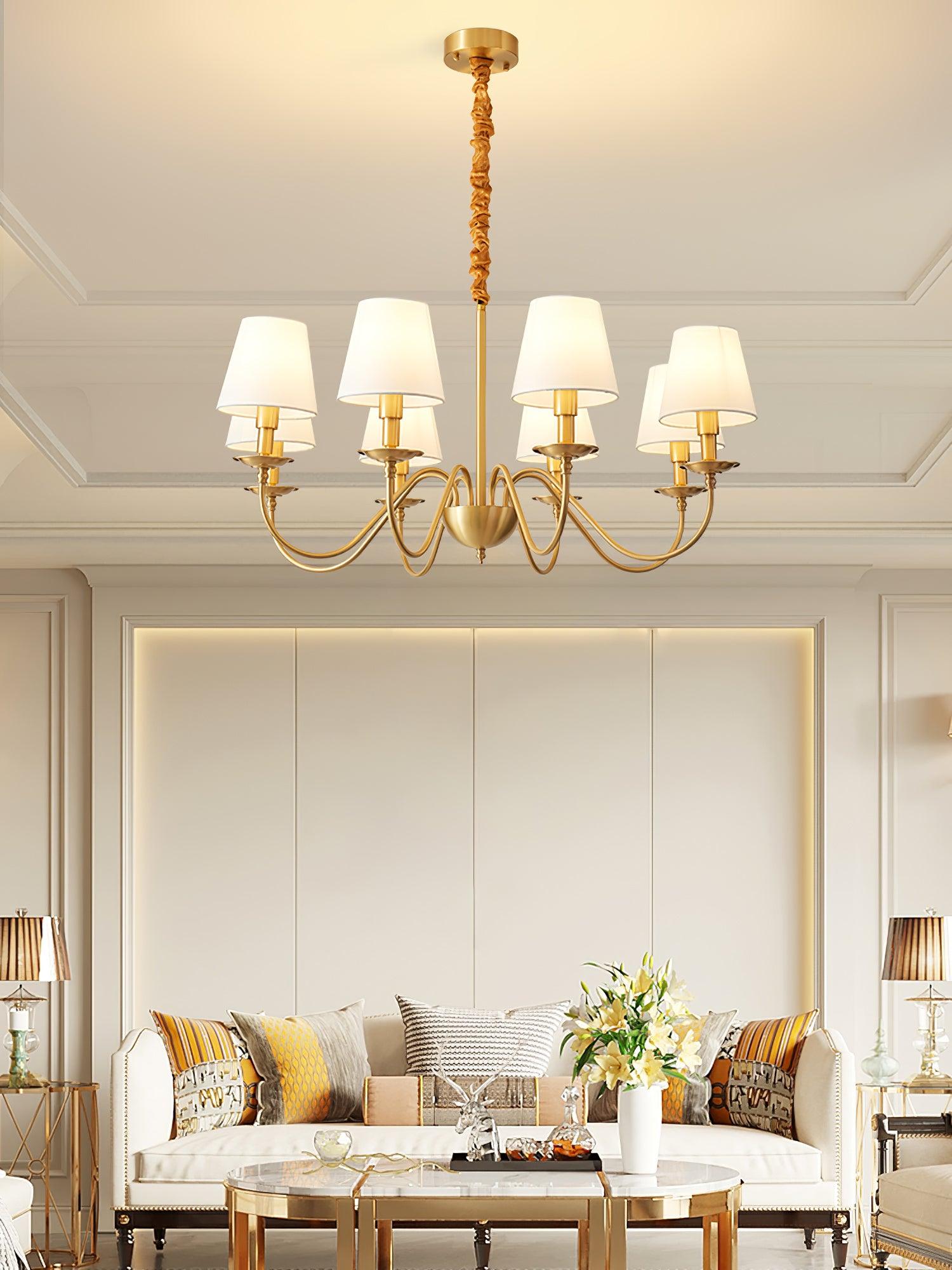 Tapered Fabric Brass Chandelier - Blowlighting