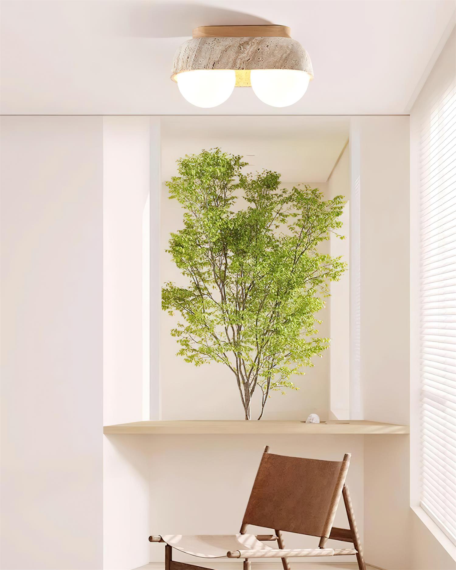 Ritta Ceiling Light Travertine Rectangular - Letslighting