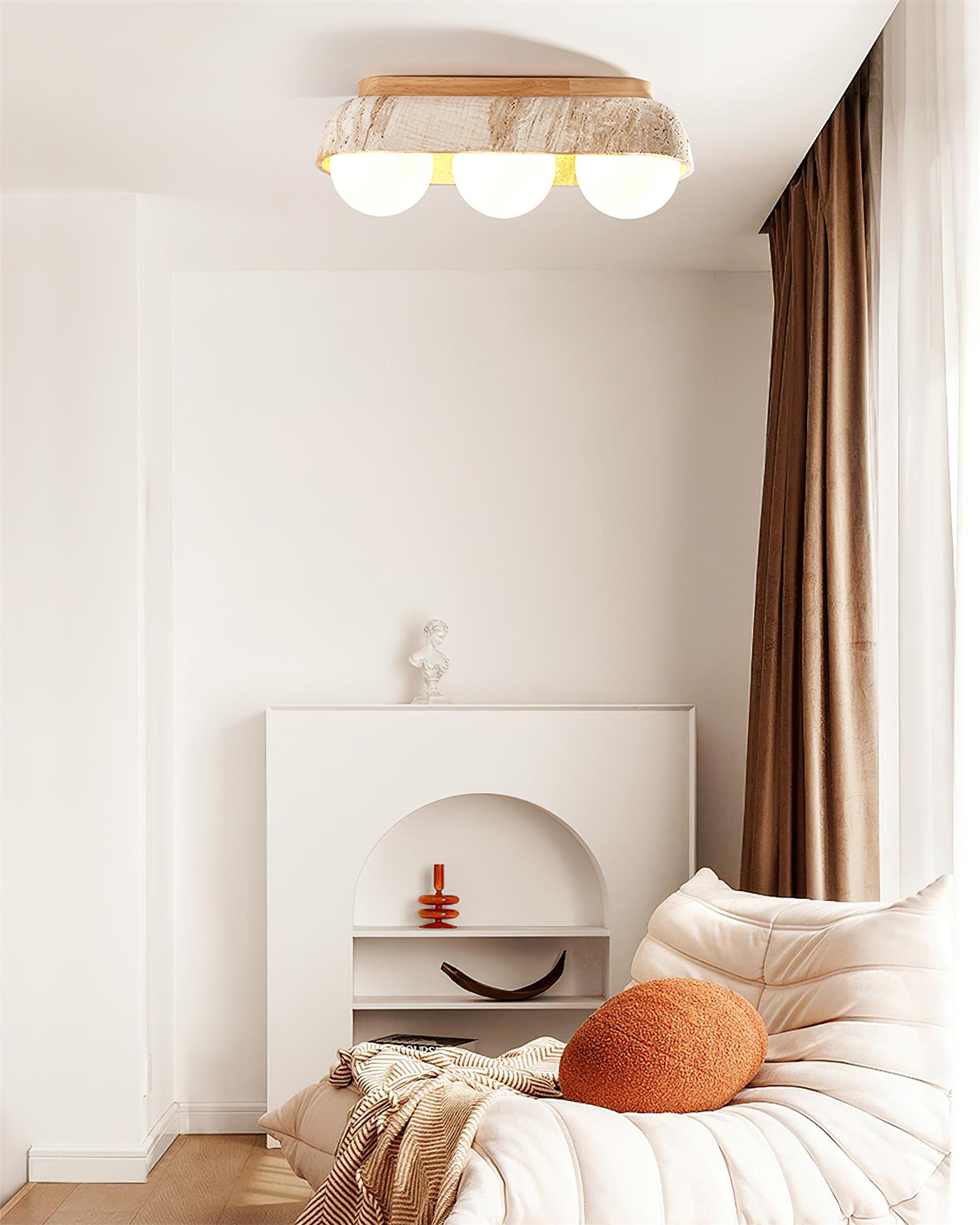 Ritta Ceiling Light Travertine Rectangular - Letslighting