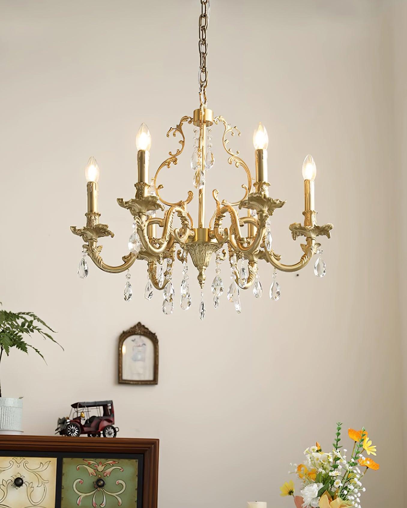Elvion Classic Brass Crystal Chandelier - Letslighting
