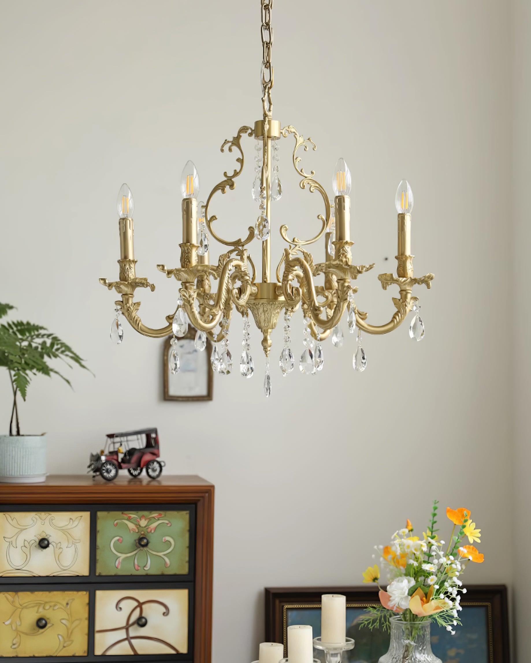 Elvion Classic Brass Crystal Chandelier - Letslighting