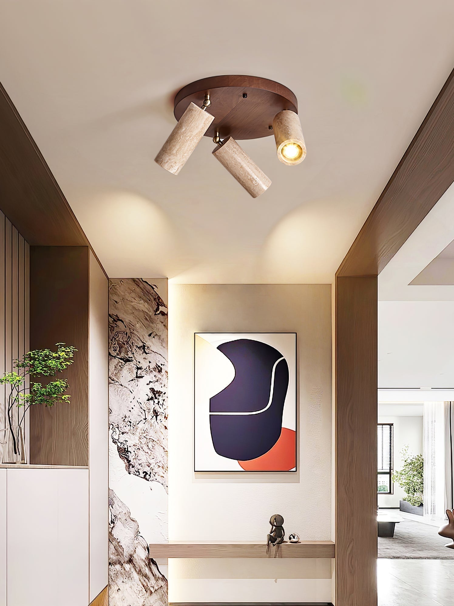 Zevenion Multi-Arm Travertine Ceiling Light - Neutralighting