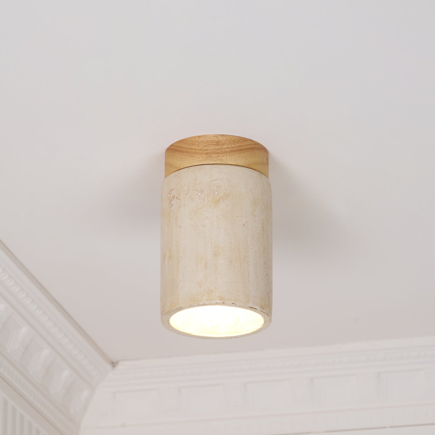 Aurnorira Cylinder Cap Travertine Ceiling Light - Neutralighting