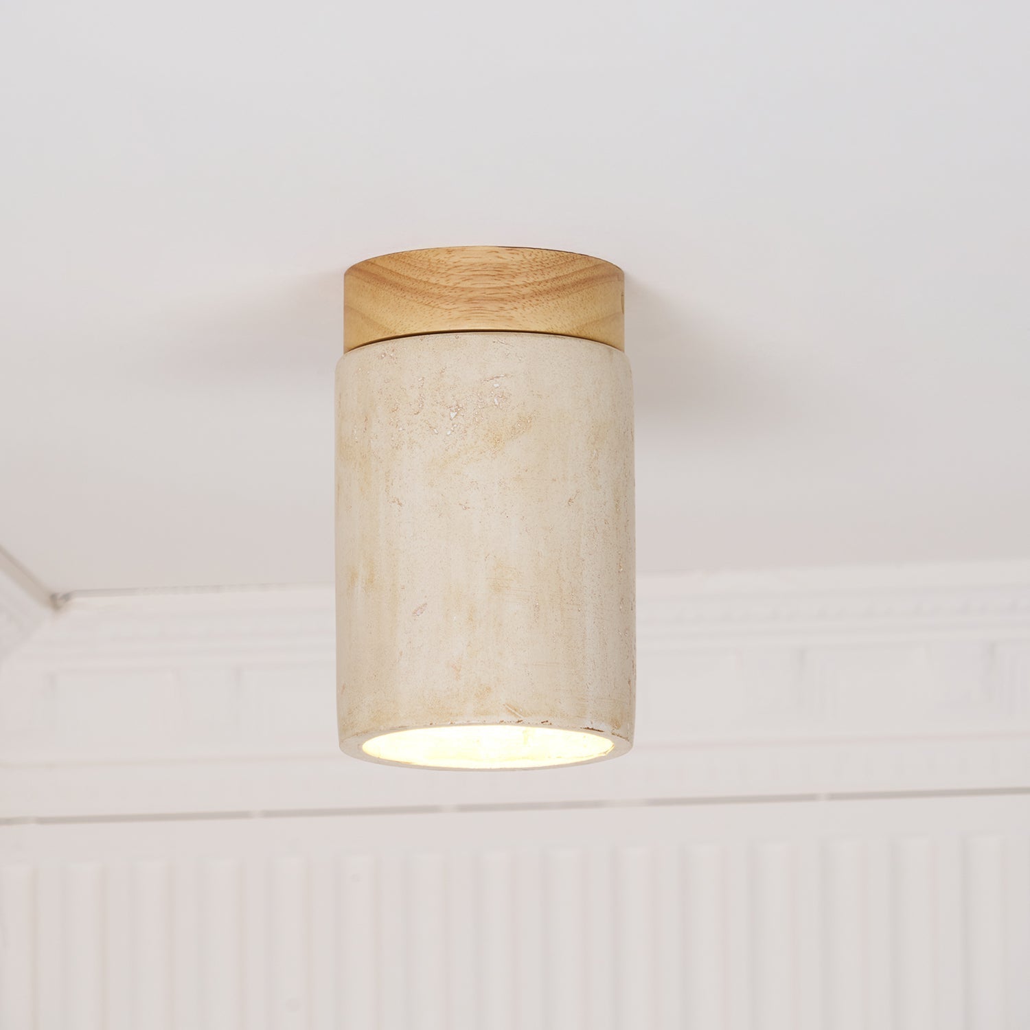 Aurnorira Cylinder Cap Travertine Ceiling Light - Neutralighting