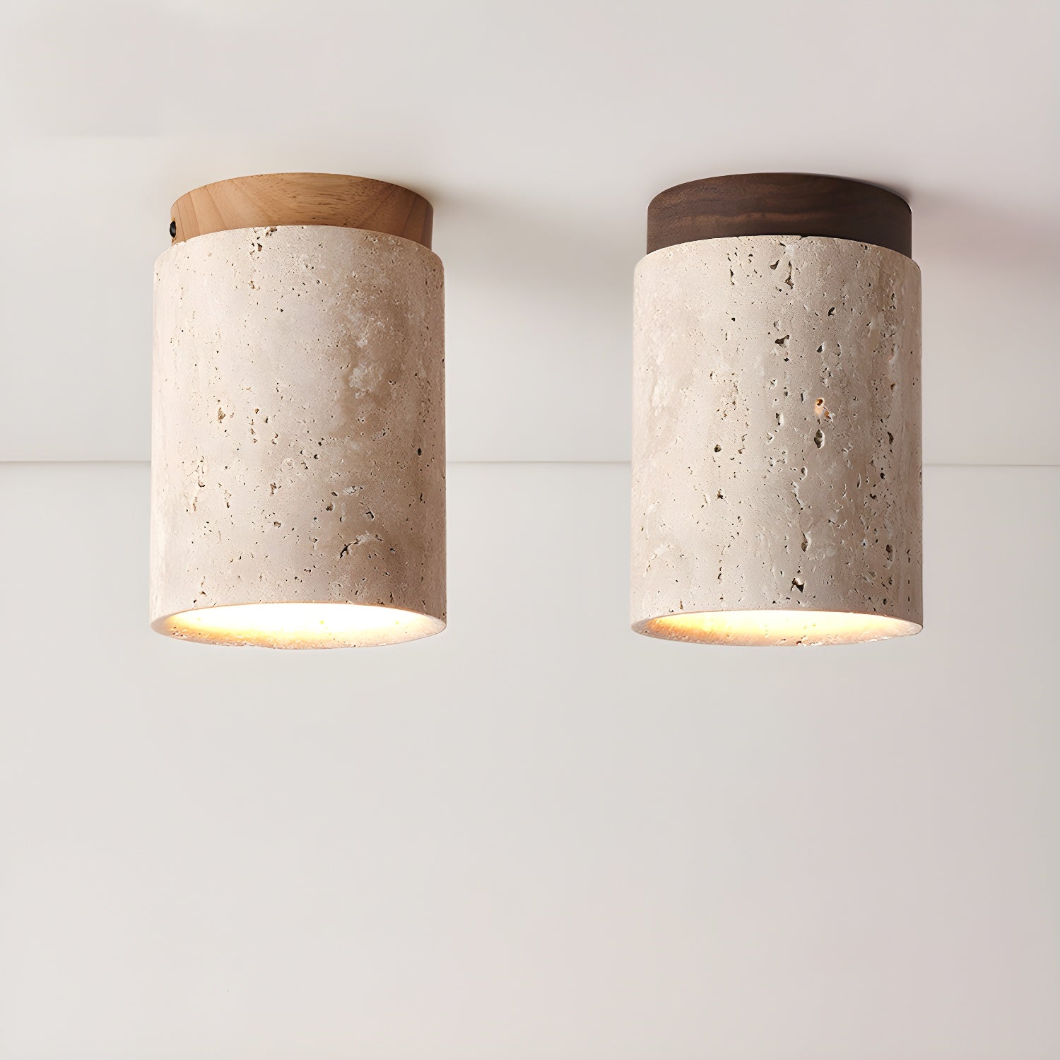 Aurnorira Cylinder Cap Travertine Ceiling Light - Neutralighting