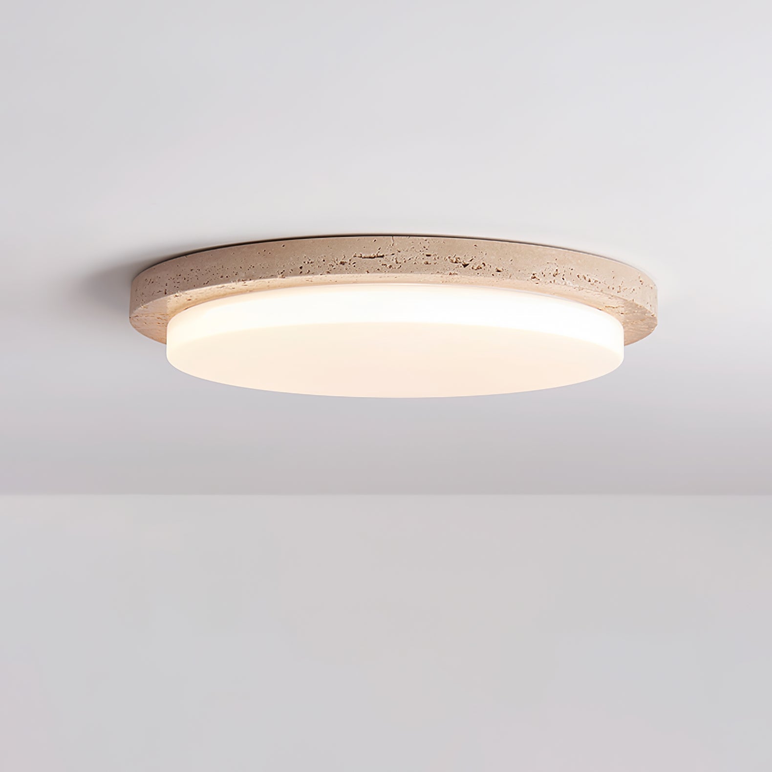 Etala Smooth-Rim Travertine Ceiling Light - Neutralighting