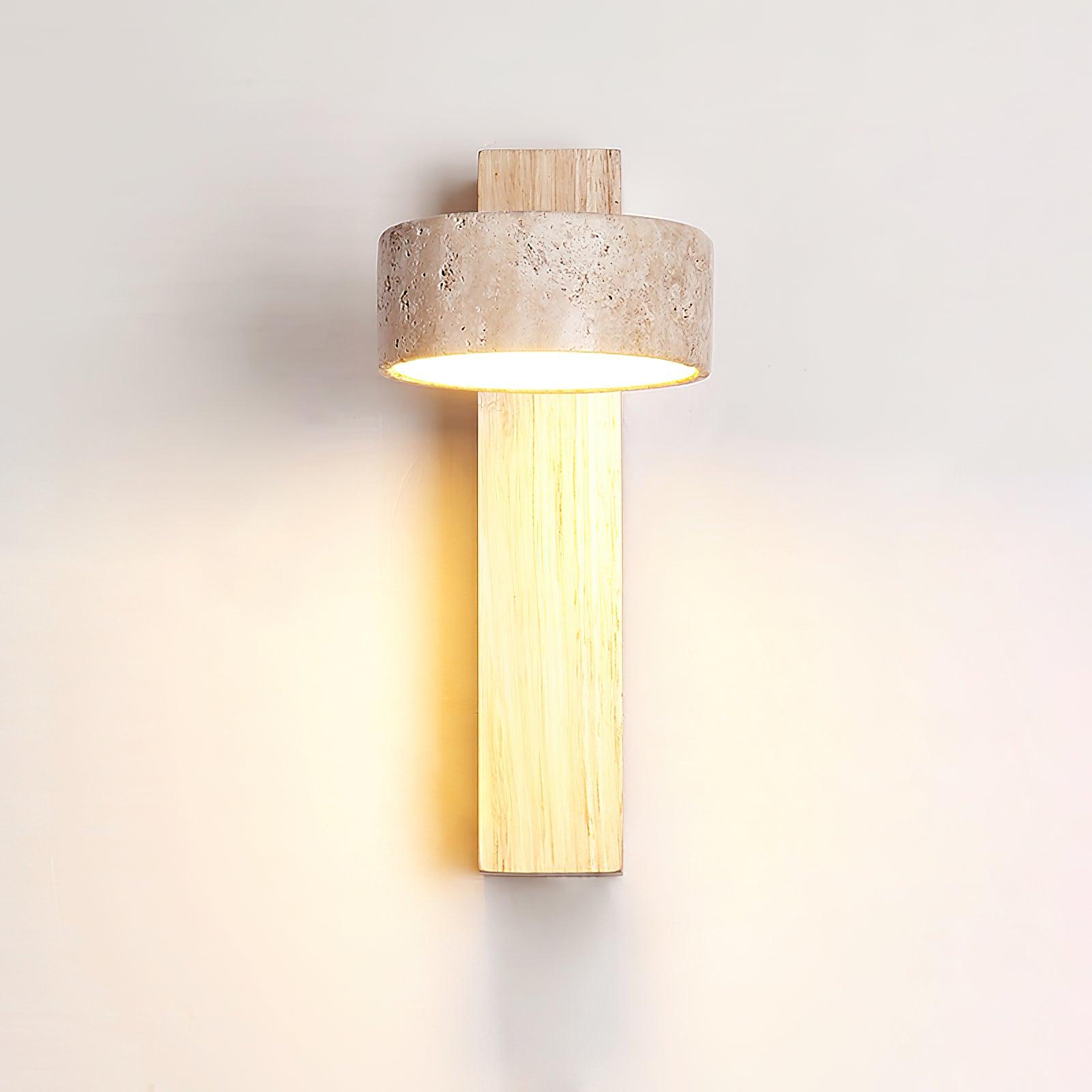 Ritta Lampada da Parete Travertino Legno