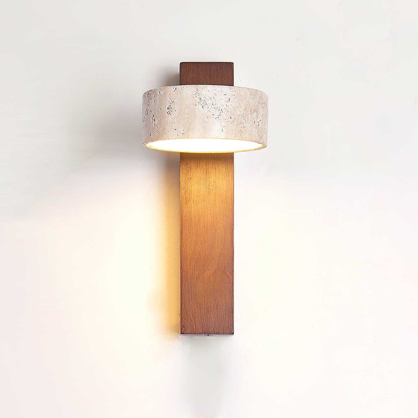 Ritta Lampada da Parete Travertino Legno