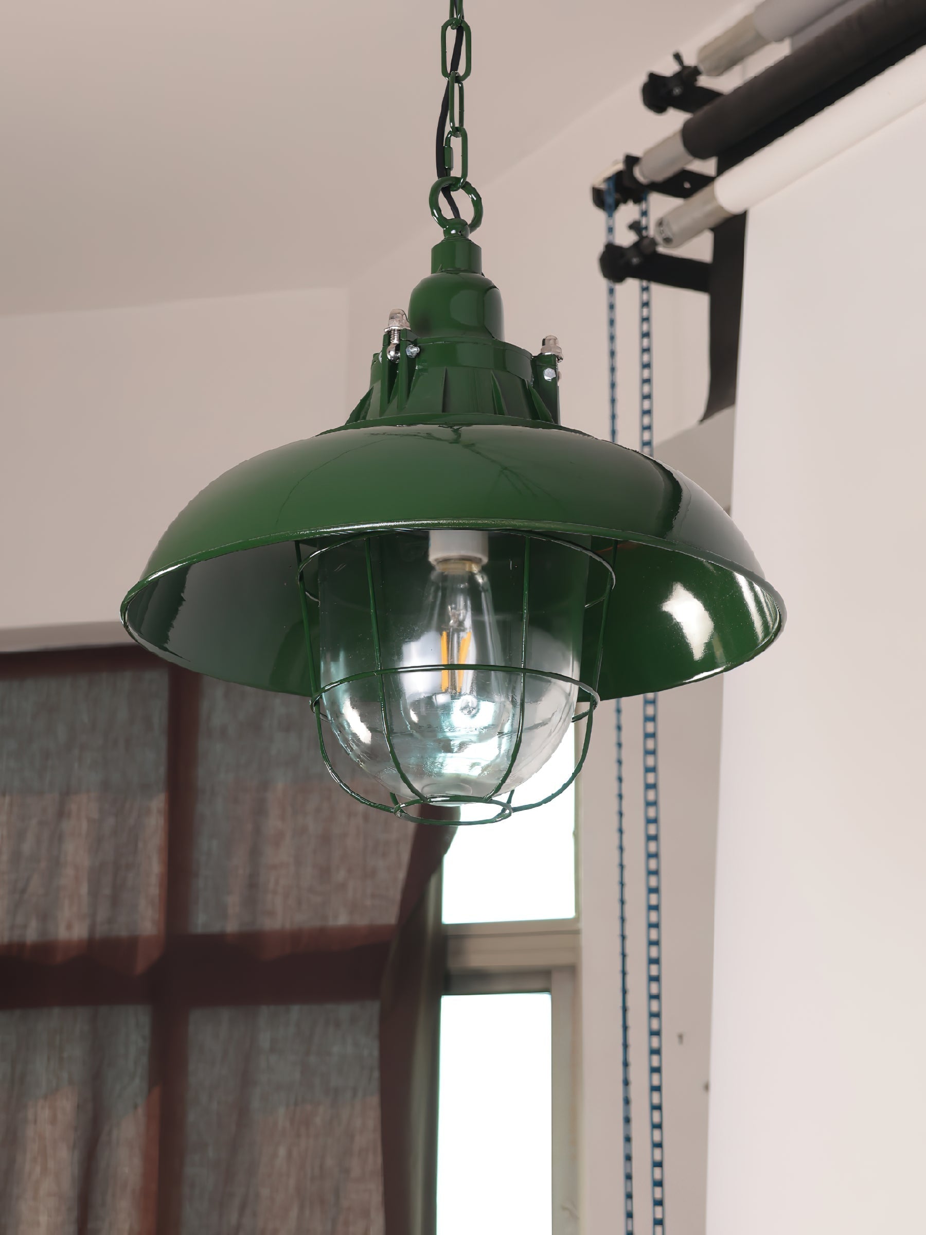 Vemiryra Vintage Industrial Green Metal Pendant Light - Lamp Copper