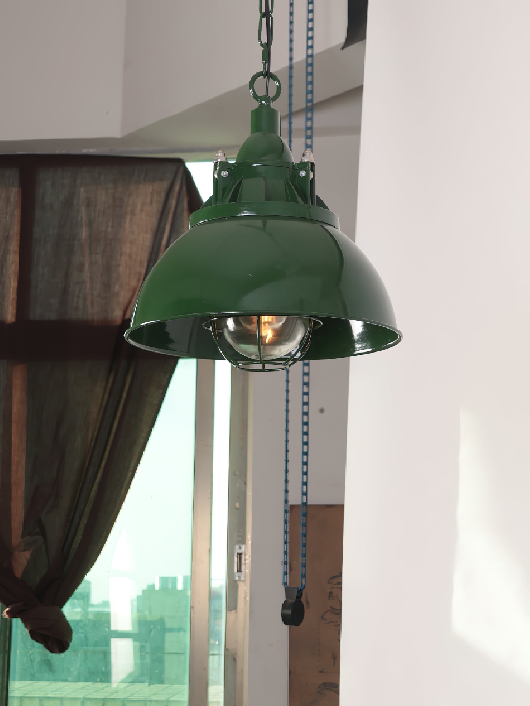 Vemiryra Vintage Industrial Green Metal Pendant Light - Lamp Copper