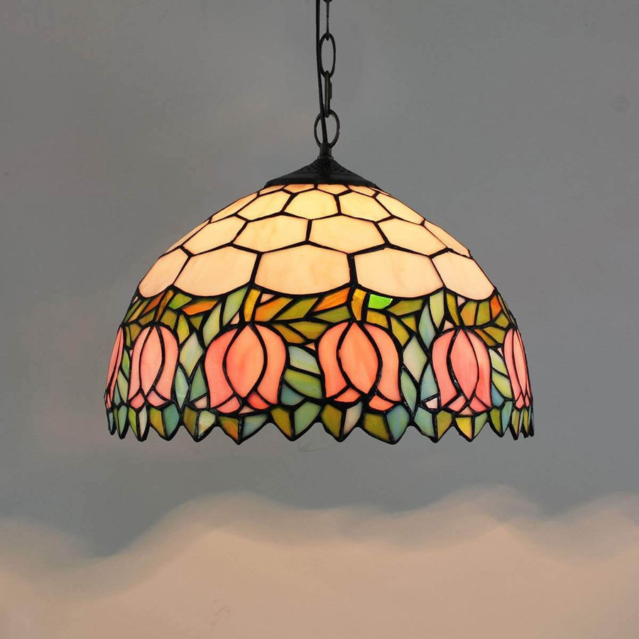 Tiffany Vintage Metallo Vetro Lampade a Sospensione Rosa Soggiorno Camera da letto