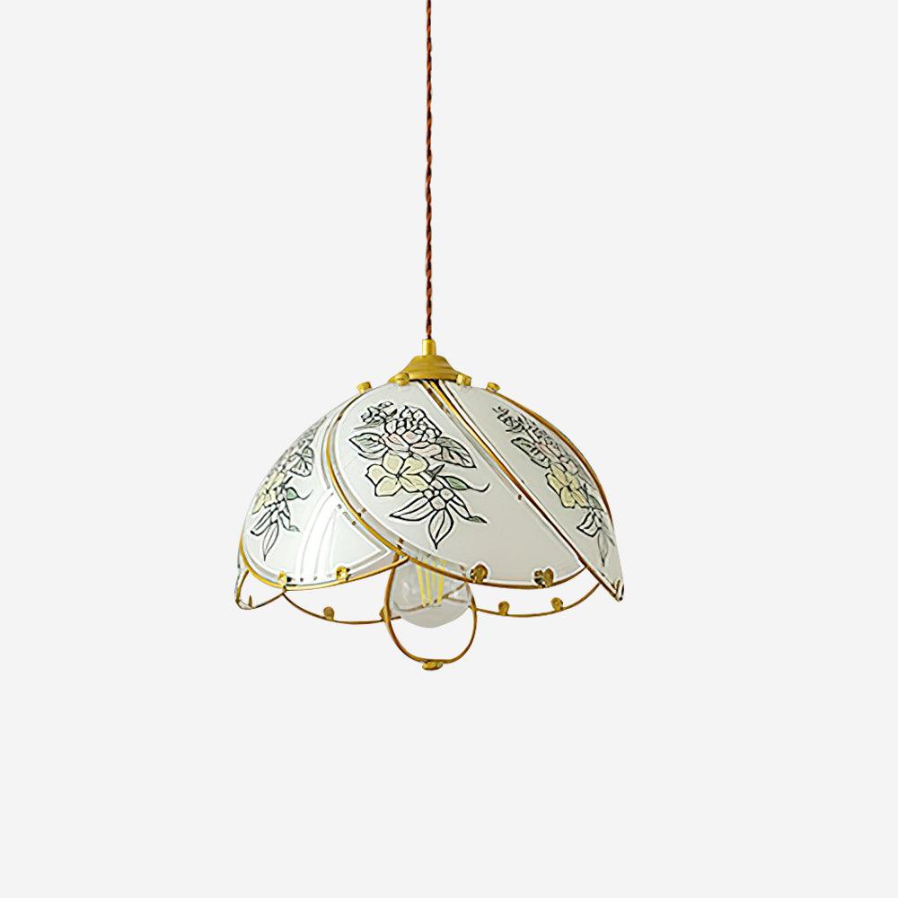 Pendant Lamp Glass Petal Shade Metal Frame Vintage - Letslighting