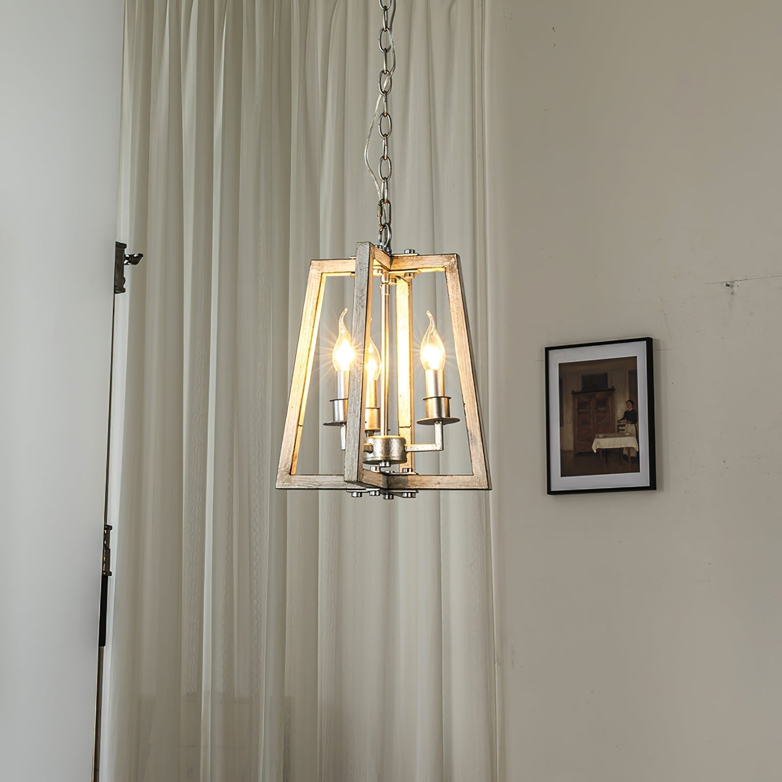 Tinsley Vintage Open Frame Wood Pendant Lamp - Lamp Copper