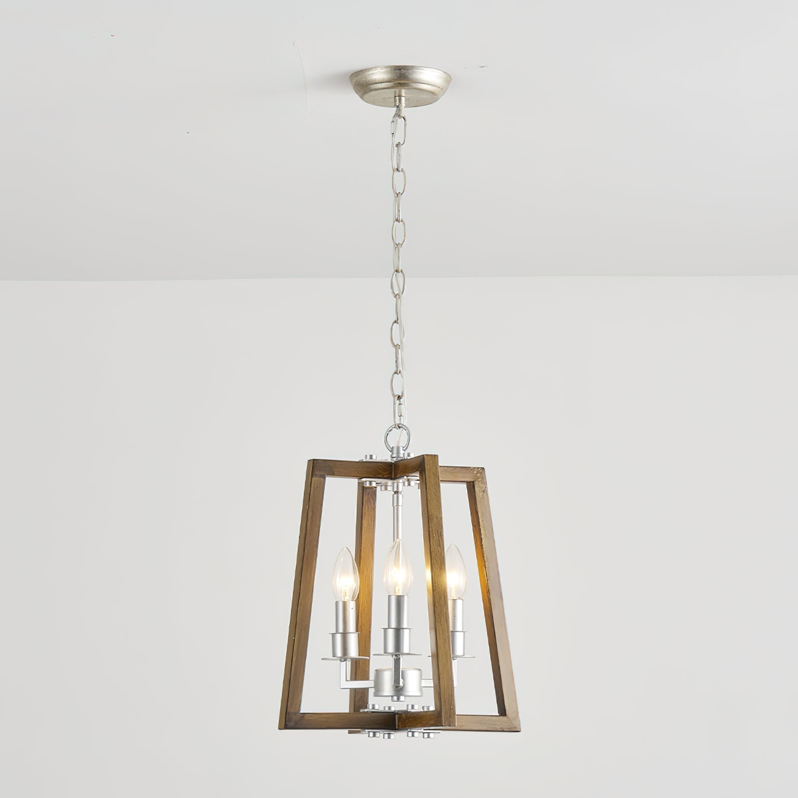Tinsley Vintage Open Frame Wood Pendant Lamp - Lamp Copper