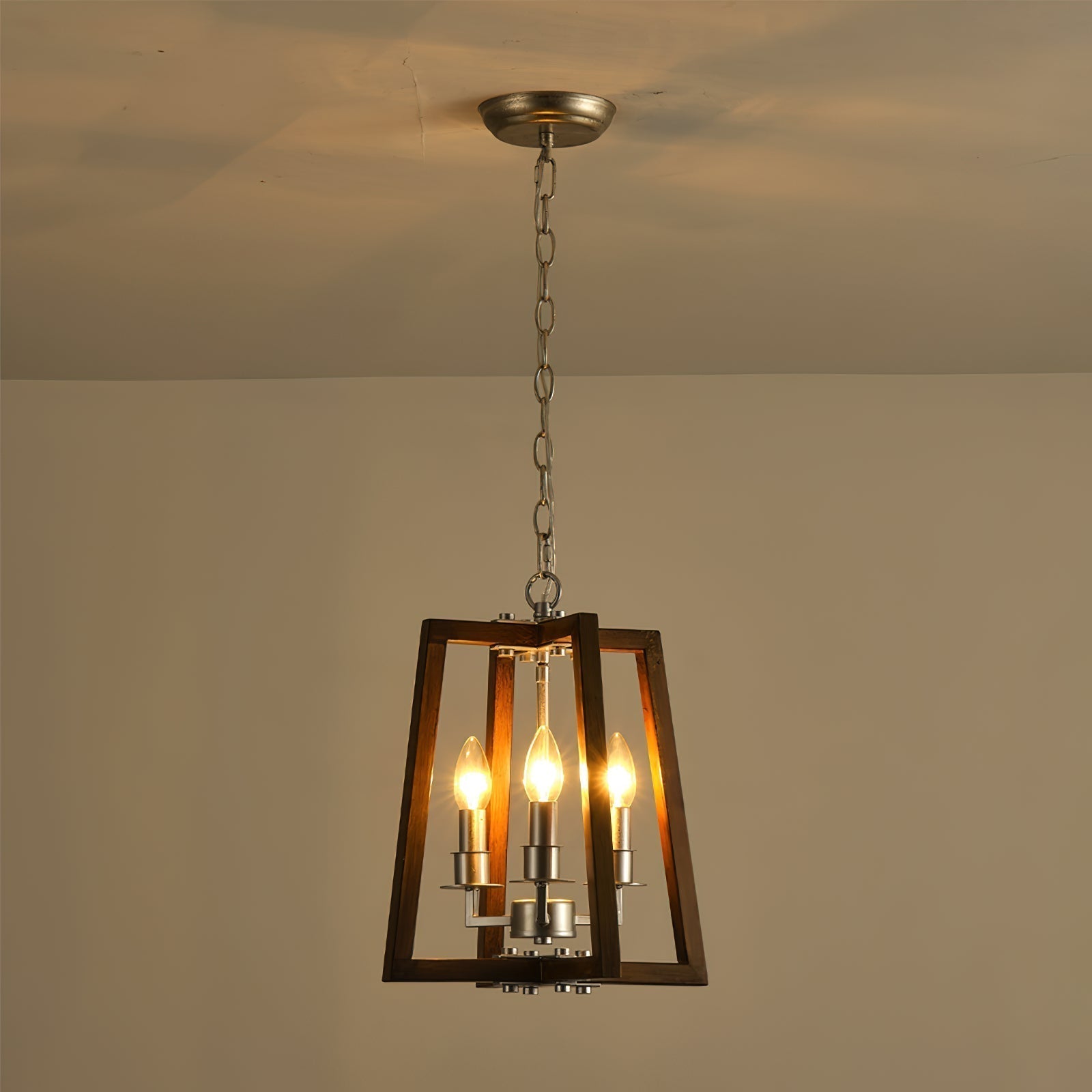 Tinsley Vintage Open Frame Wood Pendant Lamp - Lamp Copper