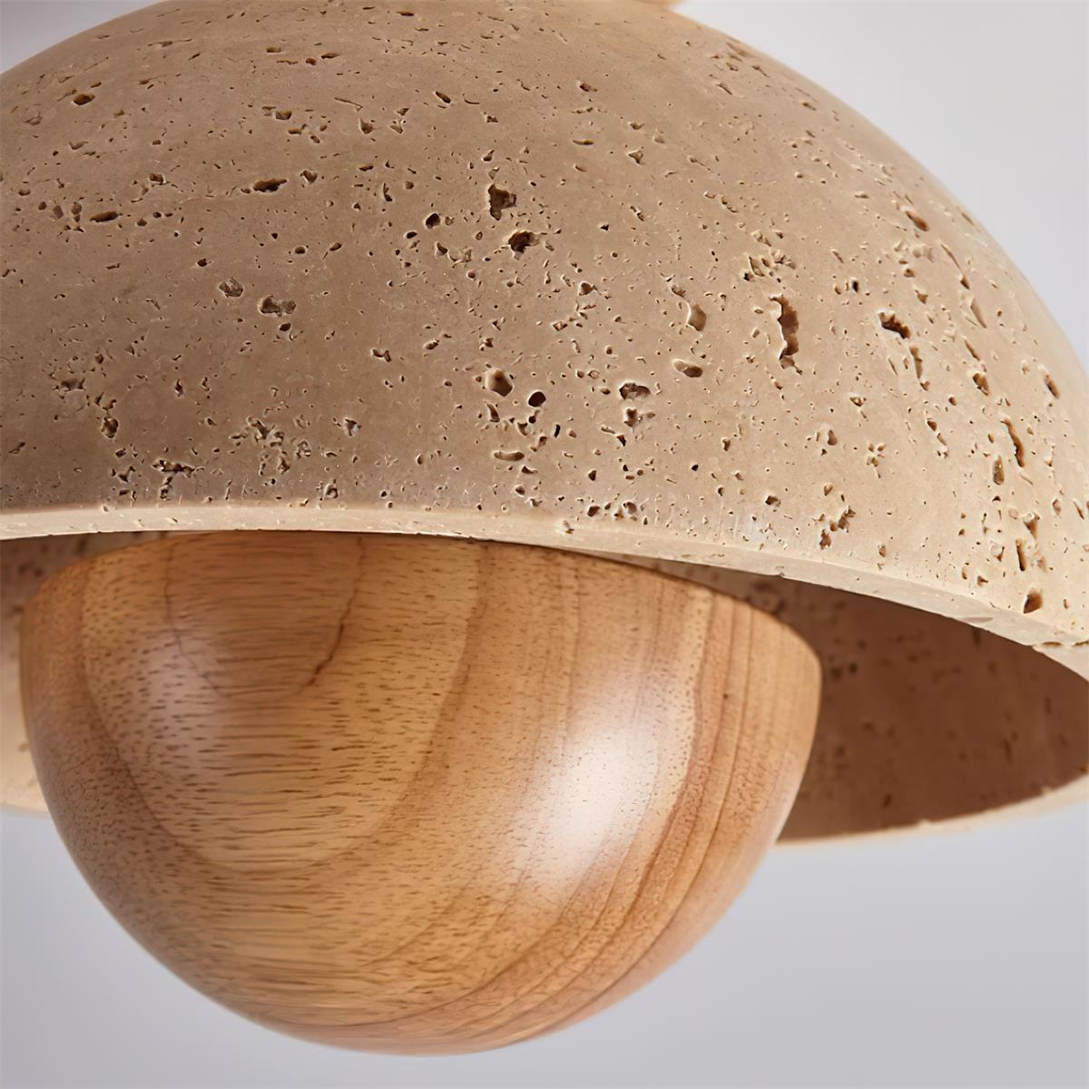 Cavora Ceiling Light Travertine Wood Dome Shape - Letslighting