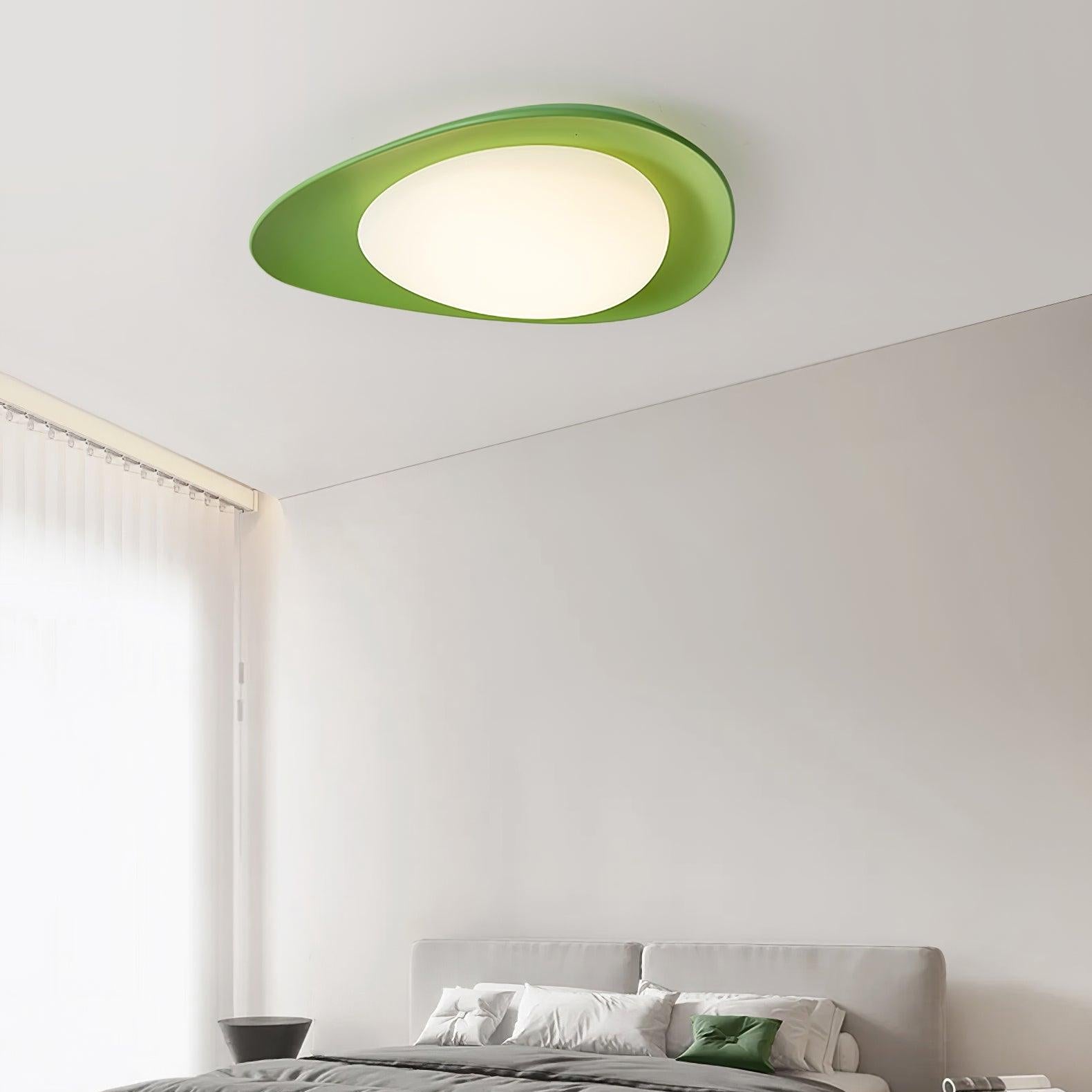 Aria Lampada da Soffitto Verde e Beige con Forma a Ciottolo