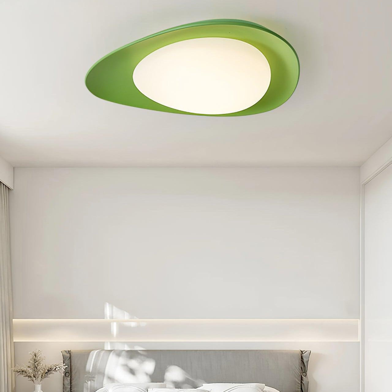 Aria Lampada da Soffitto Verde e Beige con Forma a Ciottolo