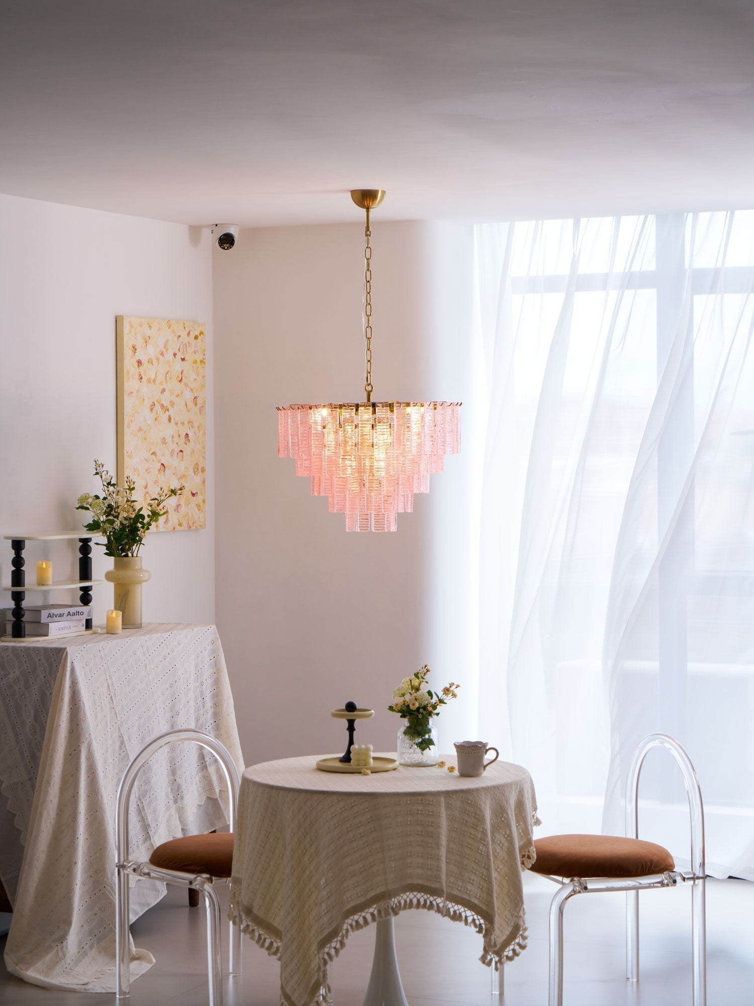 Aurora Chandelier Pink Murano Glass Layered Vintage Luxury - Neutralighting