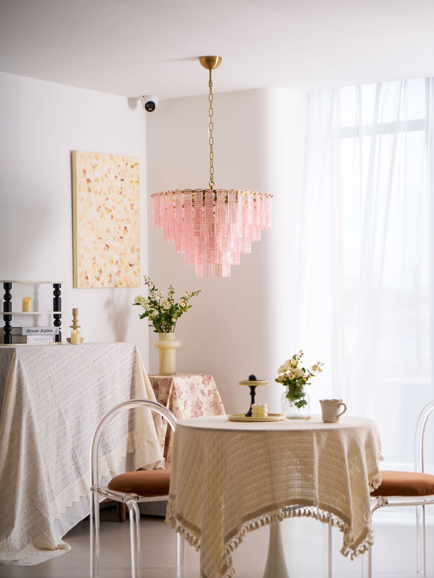Aurora Chandelier Pink Murano Glass Layered Vintage Luxury - Neutralighting