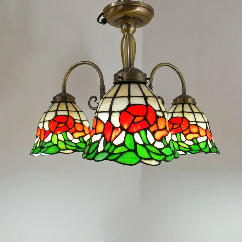 Tiffany Retro LED Fiore Lux Lampadario Colorato Camera da letto Bar Sala da pranzo