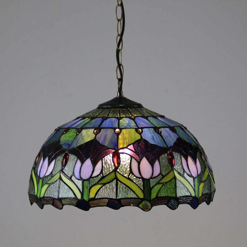 Tiffany Retro Rotondo Colorato Lampade a sospensione Vetro Soggiorno/Bar