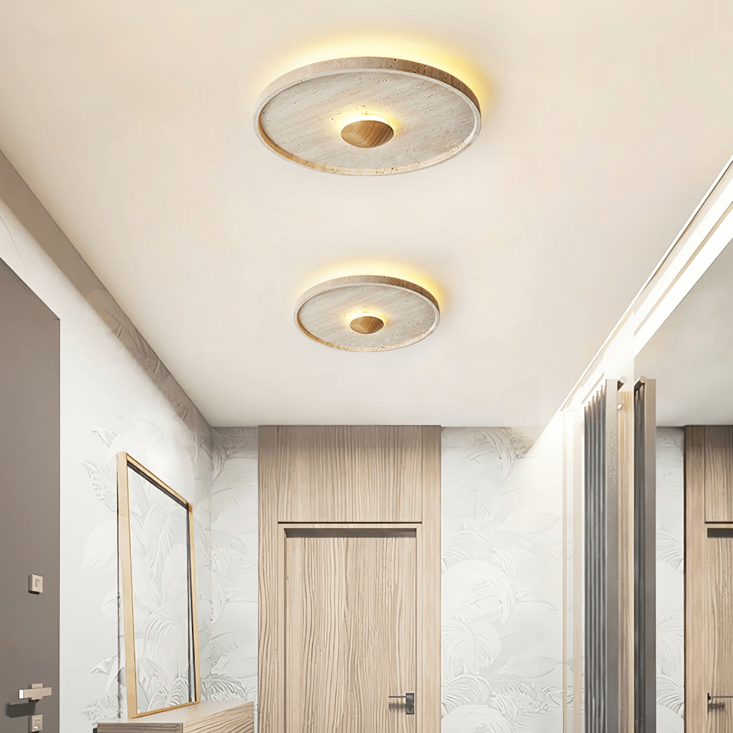 Lumiround Disc Inset Travertine Ceiling Light - Neutralighting