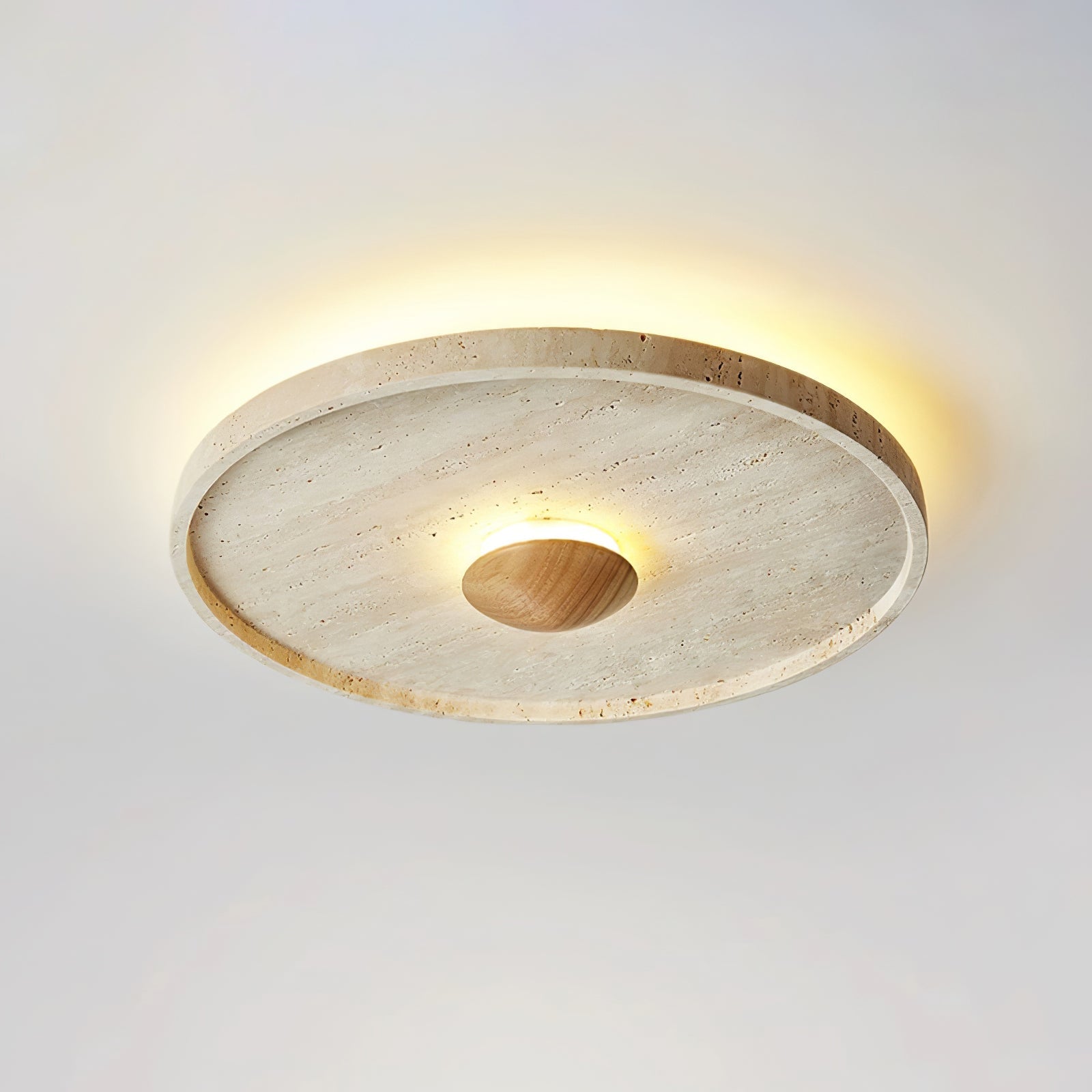 Lumiround Disc Inset Travertine Ceiling Light - Neutralighting