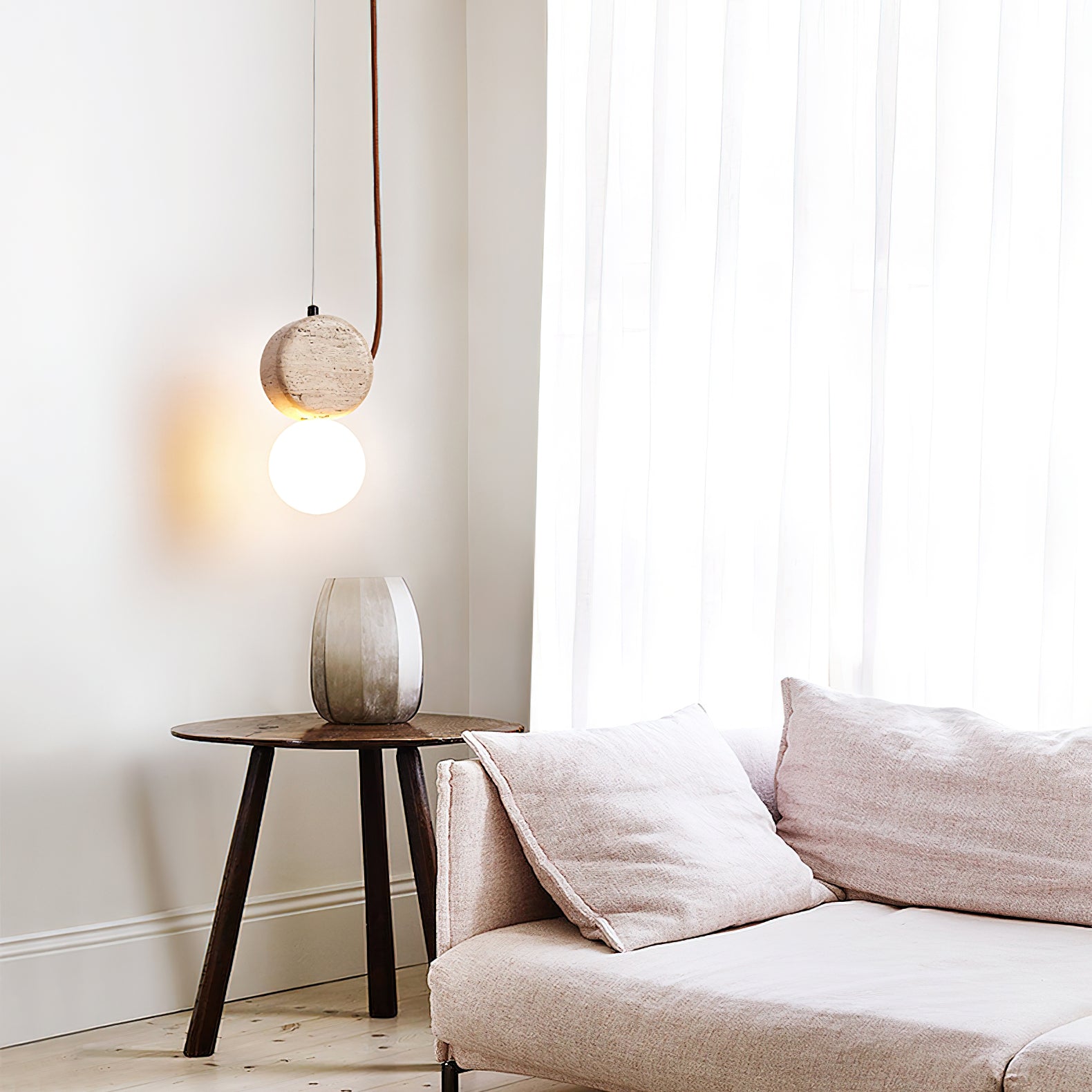 Zosolyra Double-Disc Travertine Pendant Light - Neutralighting