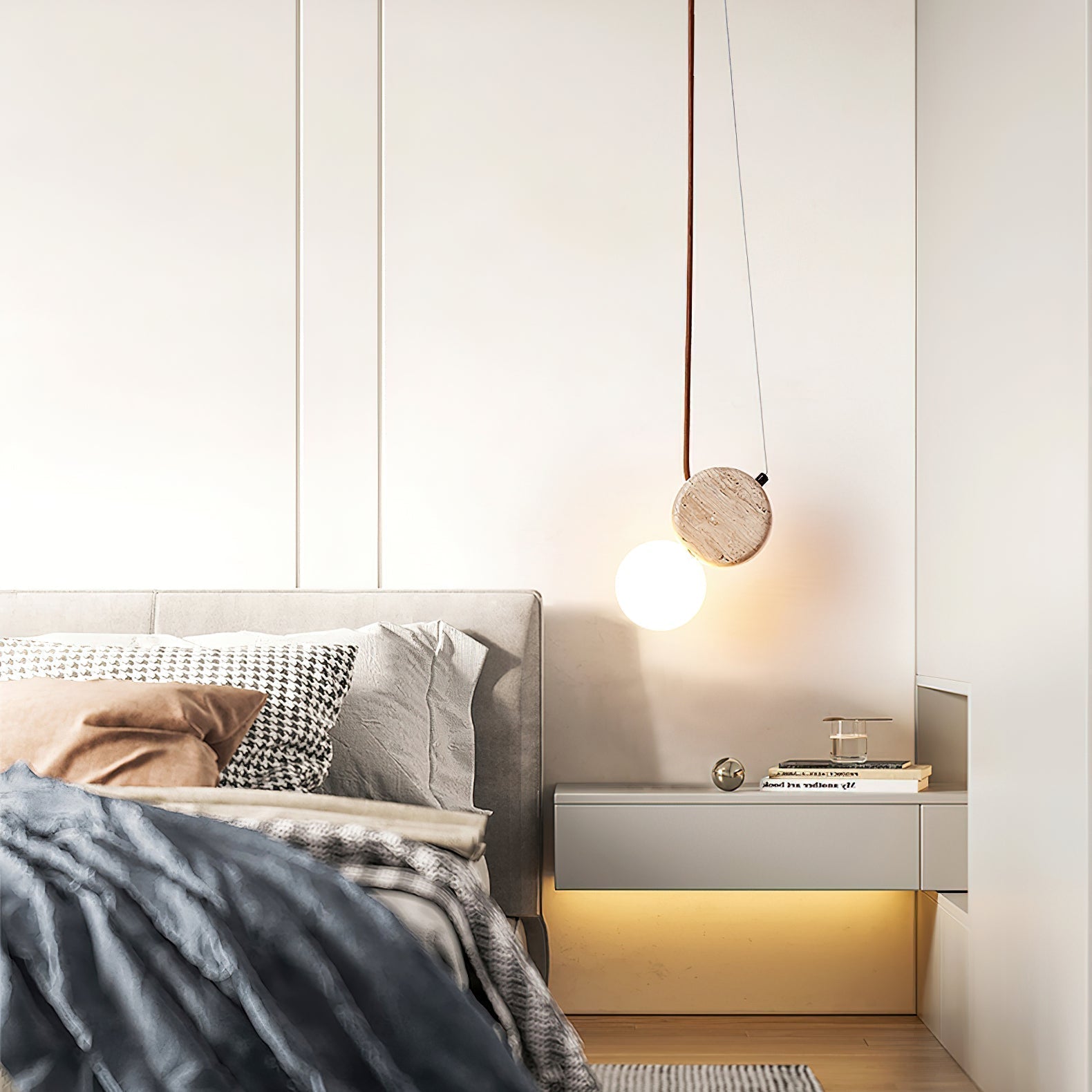 Zosolyra Double-Disc Travertine Pendant Light - Neutralighting