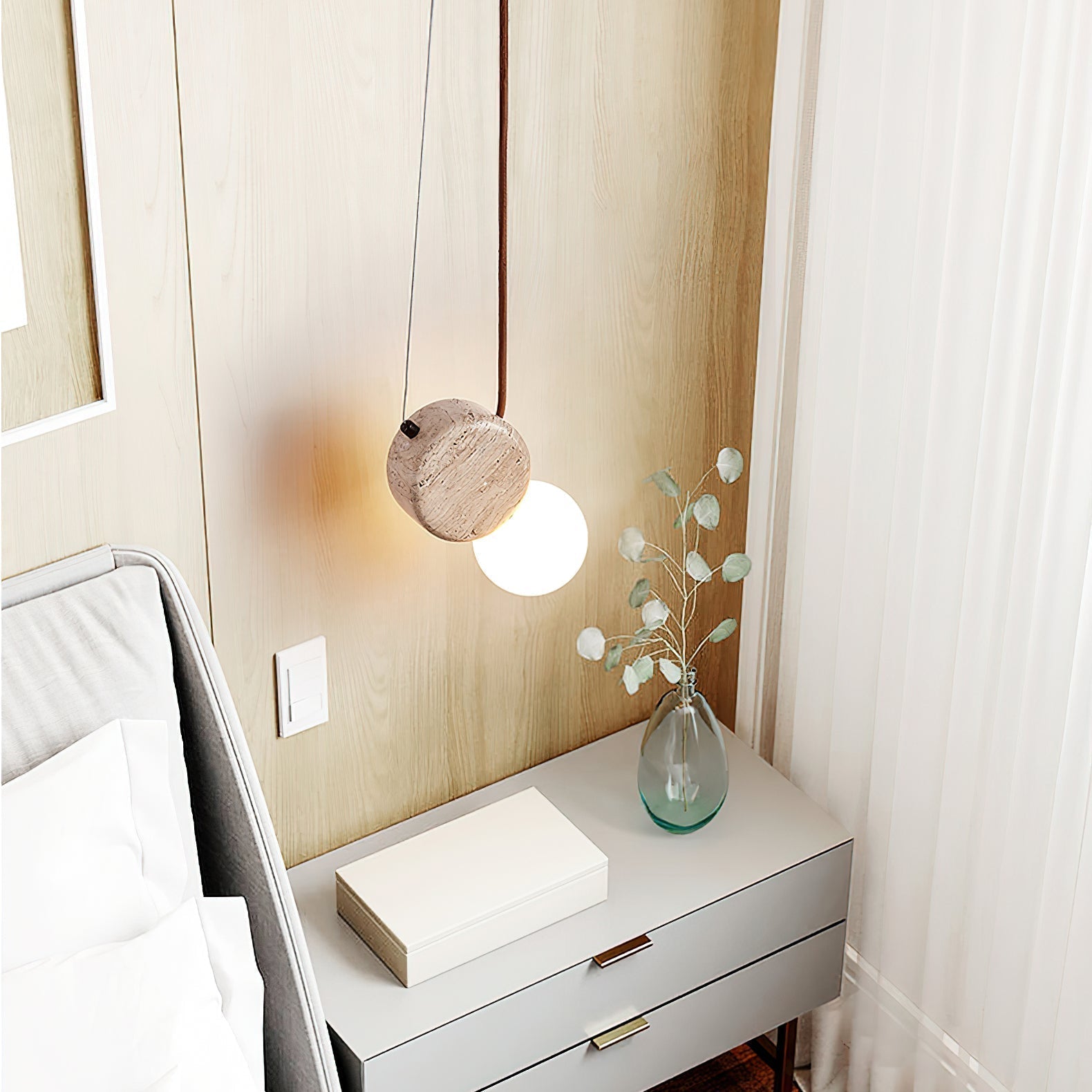 Zosolyra Double-Disc Travertine Pendant Light - Neutralighting